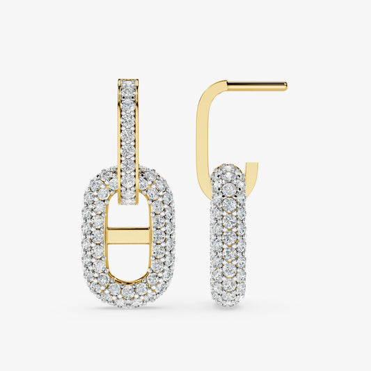 Oval Link Drop Diamond Earrings