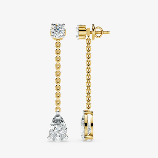 Draped pear Diamond Drop Earrings