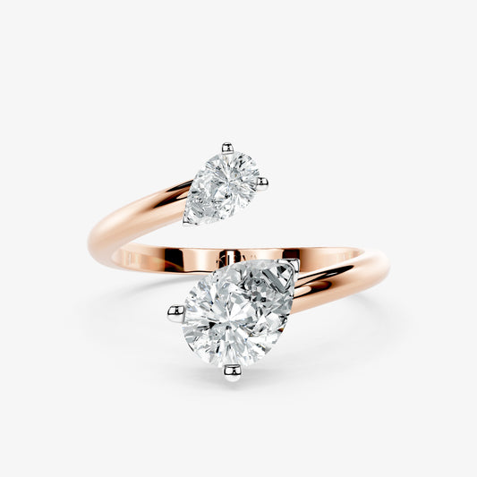 Duo Pear Diamond Crossover Ring