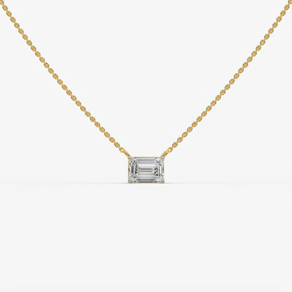 East-West Emerald Cut Diamond Pendant