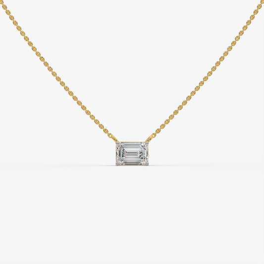 East-West Emerald Cut Diamond Pendant