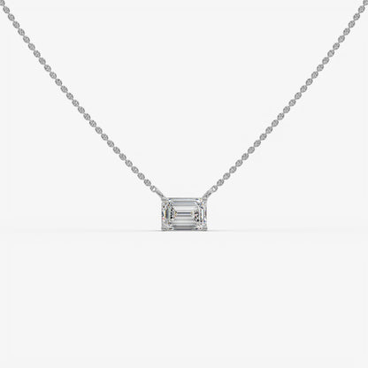 East-West Emerald Cut Diamond Pendant
