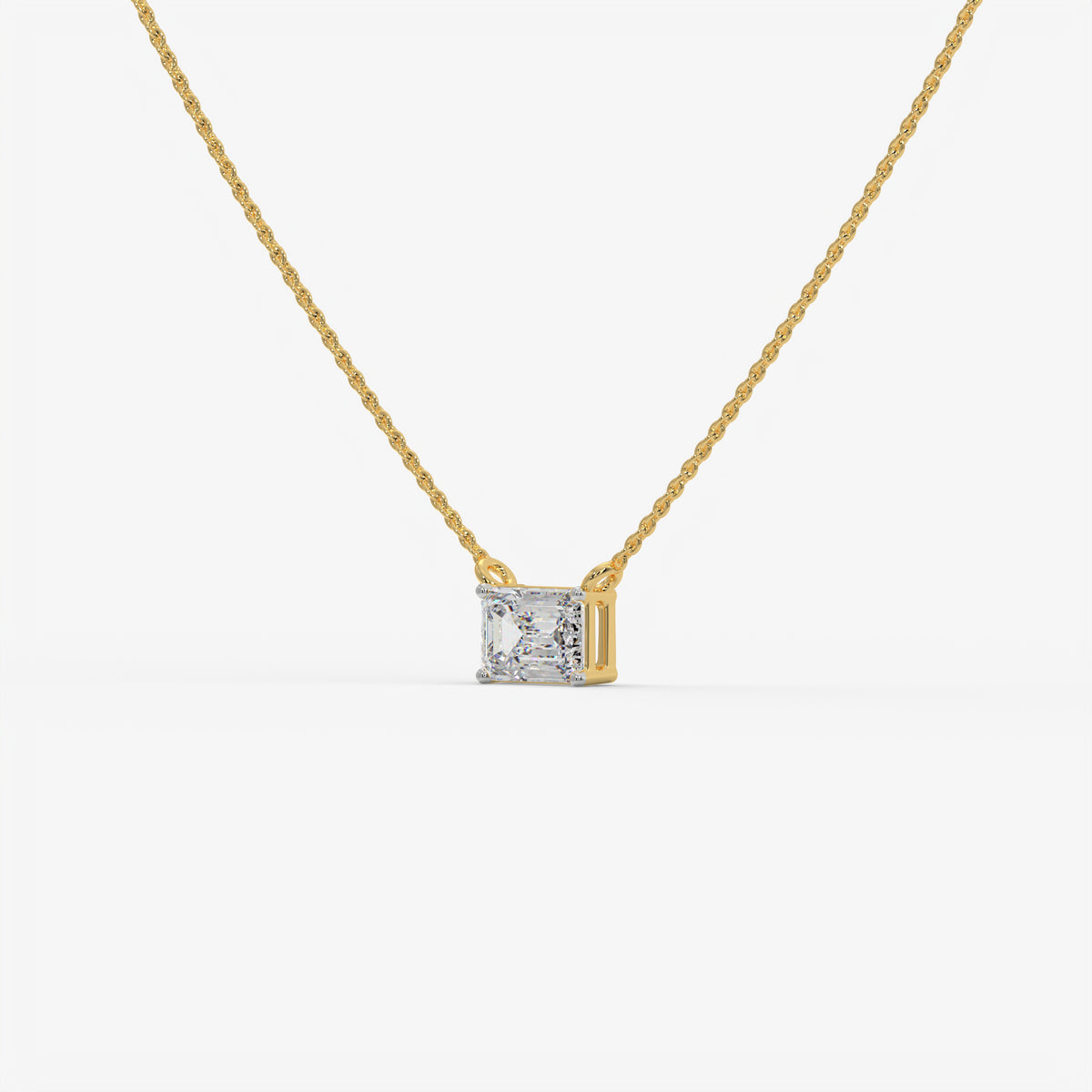 East-West Emerald Cut Diamond Pendant