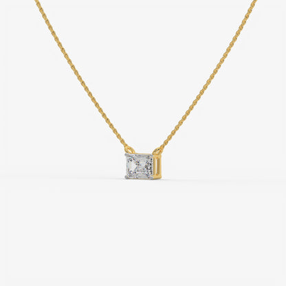 East-West Emerald Cut Diamond Pendant