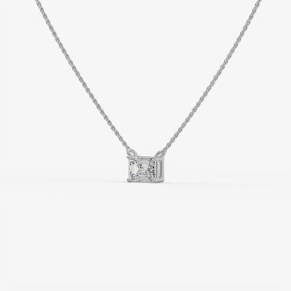 East-West Emerald Cut Diamond Pendant