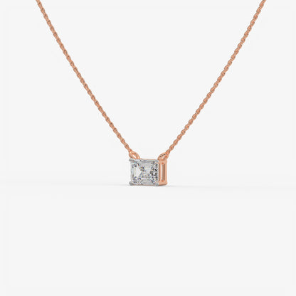East-West Emerald Cut Diamond Pendant