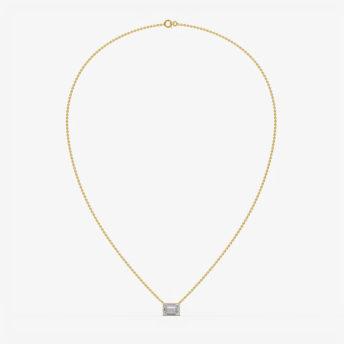 East-West Emerald Cut Diamond Pendant