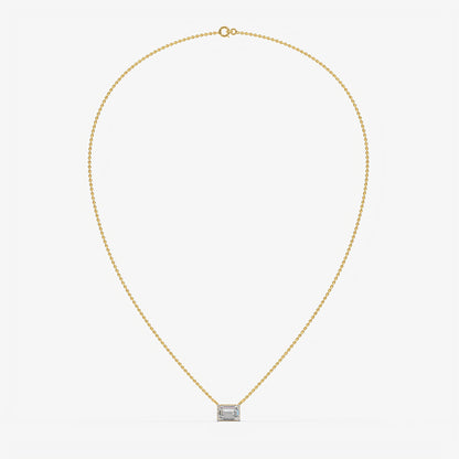 East-West Emerald Cut Diamond Pendant