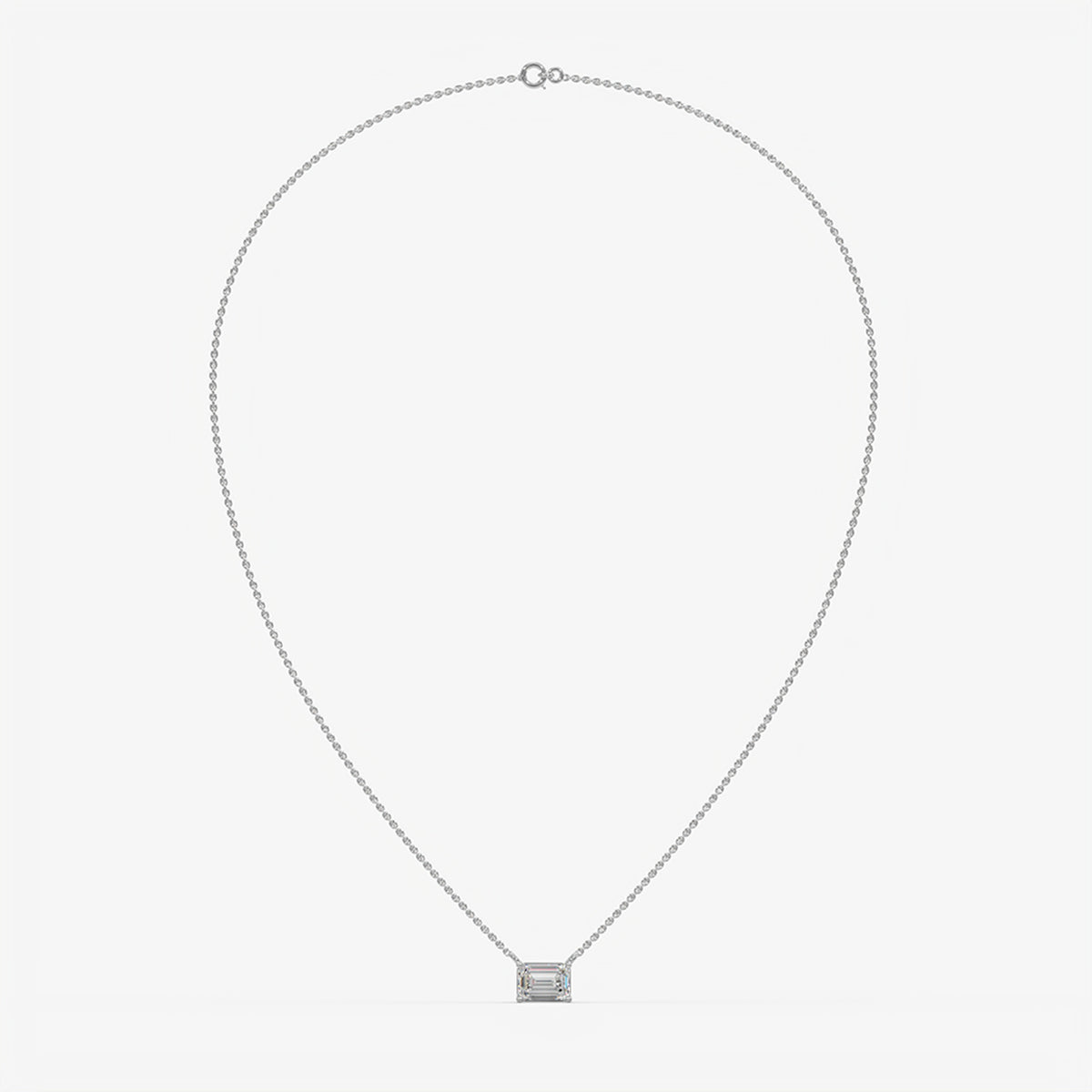 East-West Emerald Cut Diamond Pendant