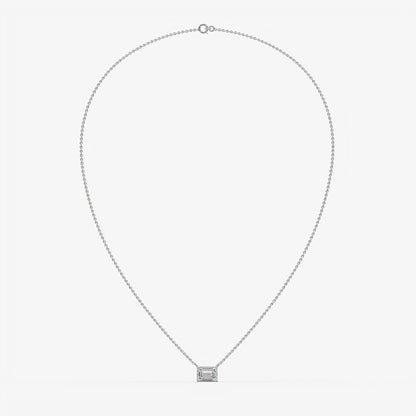 East-West Emerald Cut Diamond Pendant