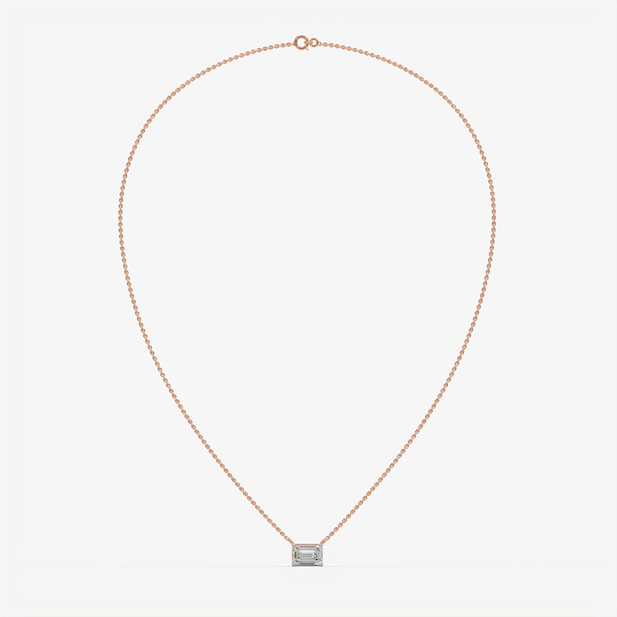 East-West Emerald Cut Diamond Pendant