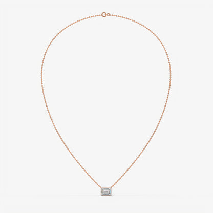 East-West Emerald Cut Diamond Pendant