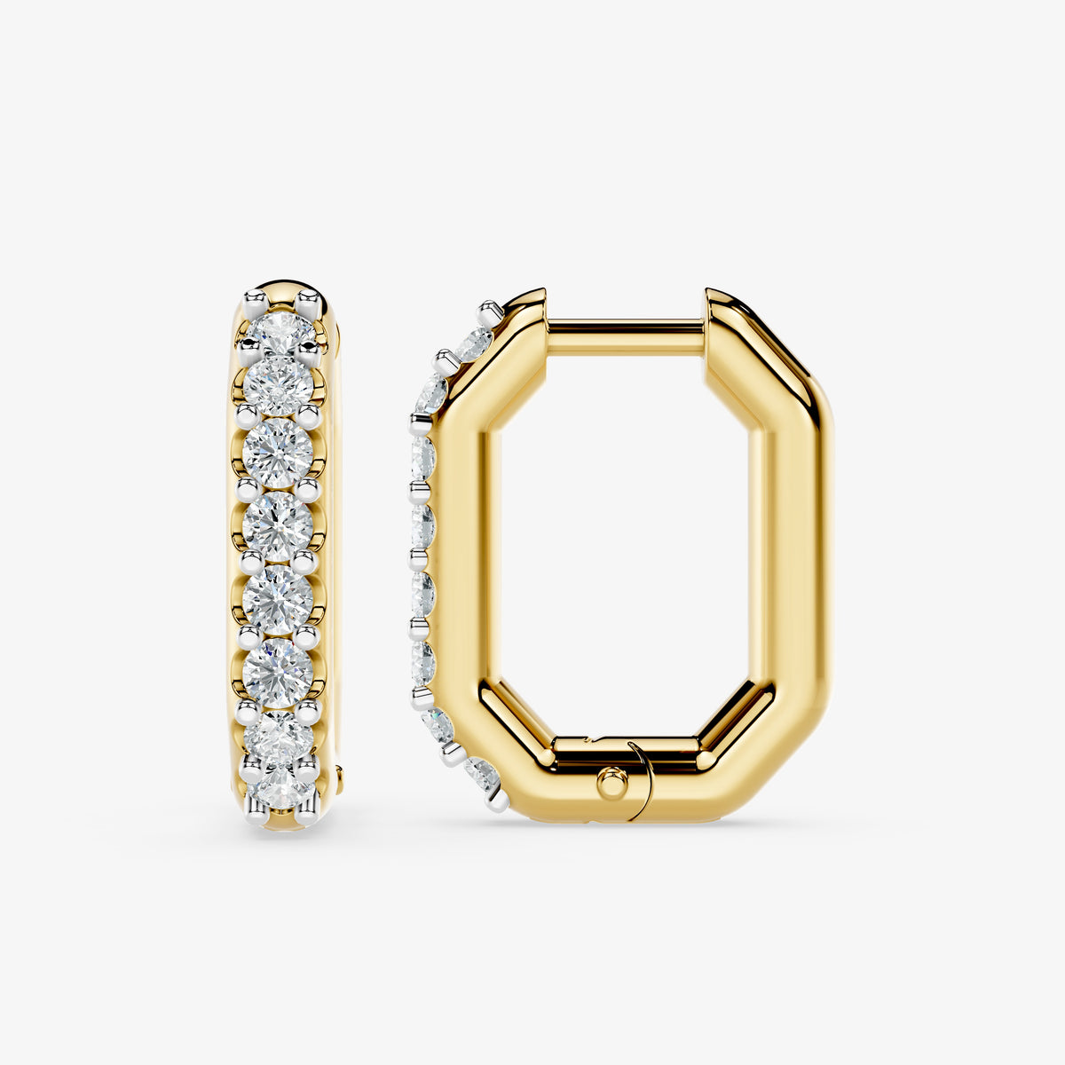 Elongated Round Diamond Hoop Earring