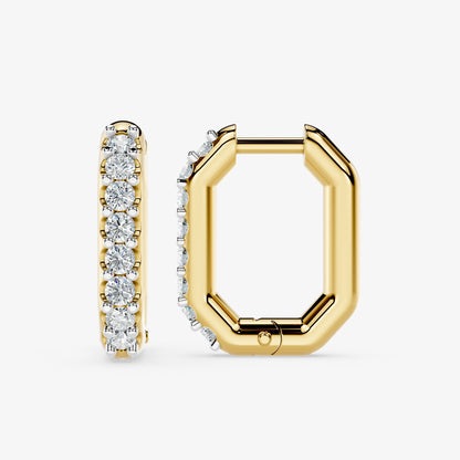 Elongated Round Diamond Hoop Earring