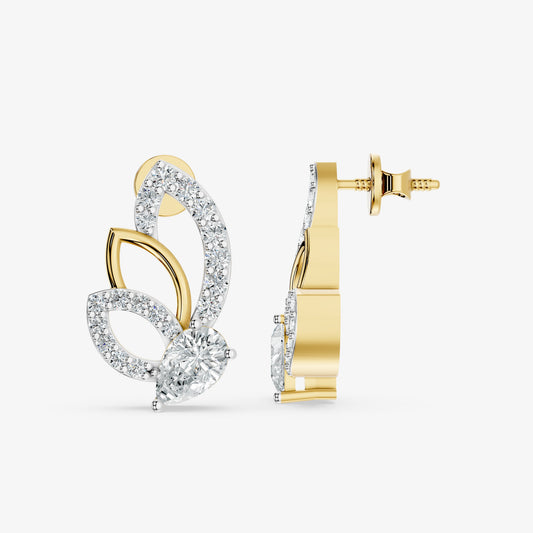 Monarch Wing Diamond Stud Earrings