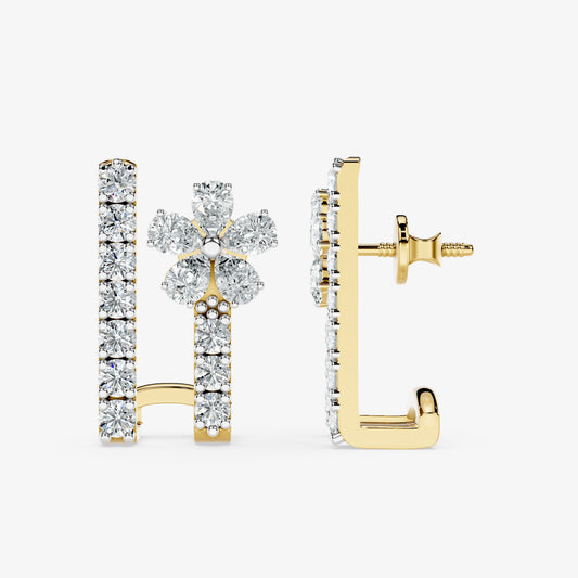 Petal Loop Diamond Huggie Earring