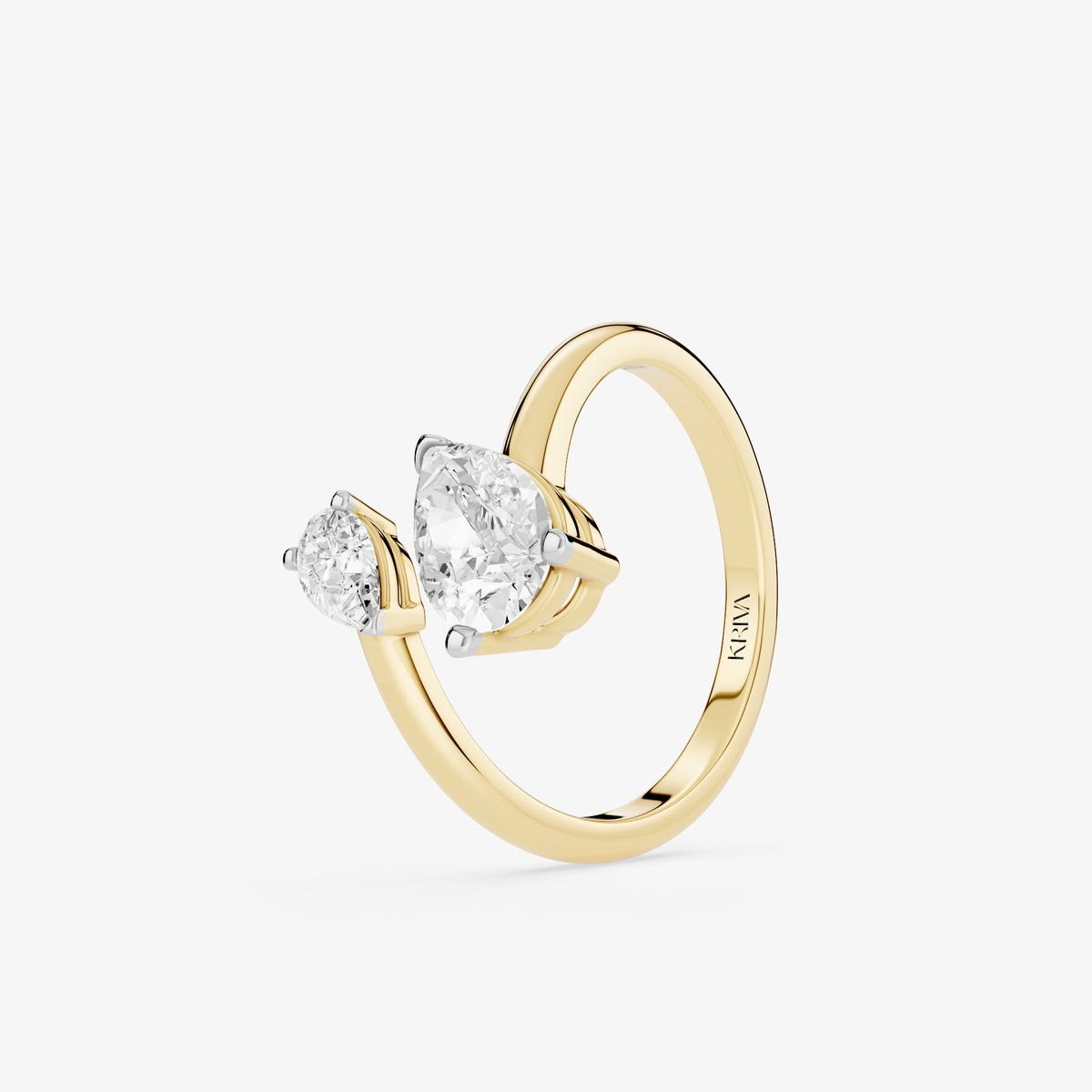 Duo Pear Diamond Crossover Ring