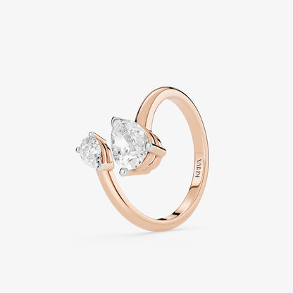 Duo Pear Diamond Crossover Ring