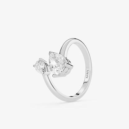 Duo Pear Diamond Crossover Ring
