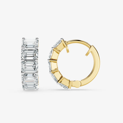 Emerald Edge Diamond Huggie Earrings