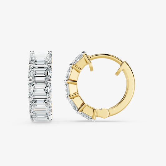 Emerald Edge Diamond Huggie Earrings