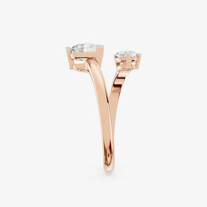Duo Pear Diamond Crossover Ring