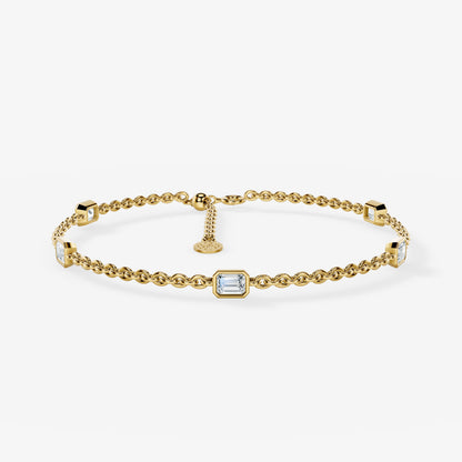 Baguette Gold Chain Bracelet