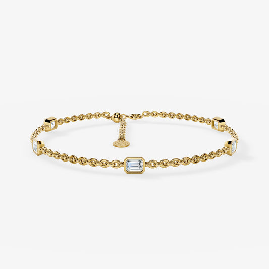 Baguette Gold Chain Bracelet