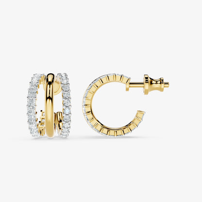 Dual Radiance Diamond Huggie Earrings