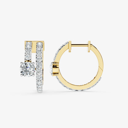 Duo Spark Round Diamond Hoop Earring