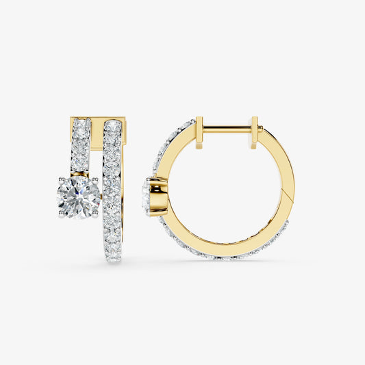 Duo Spark Round Diamond Hoop Earring