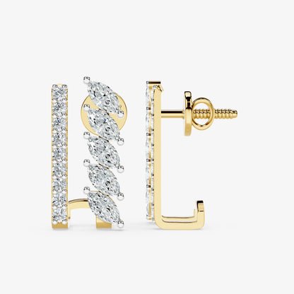Marquise Vine Diamond Huggie Ring