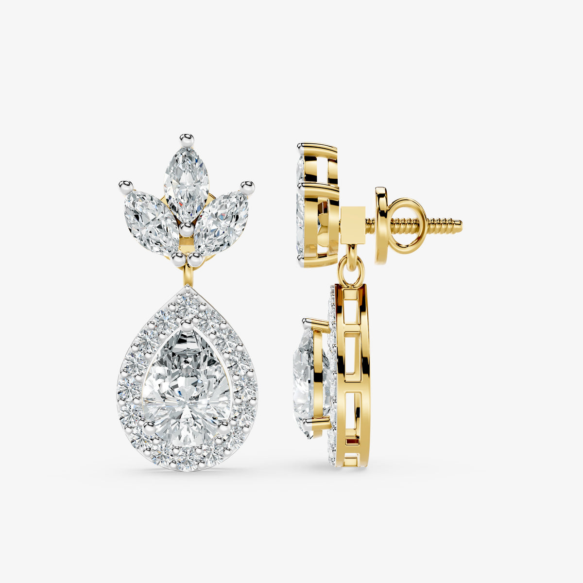 Pear Blossom Diamond Drop Earrings