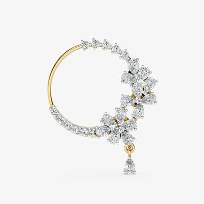Crescent Bloom Diamond Nose Ring