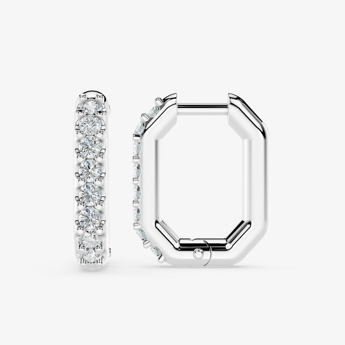 Elongated Round Diamond Hoop Earring