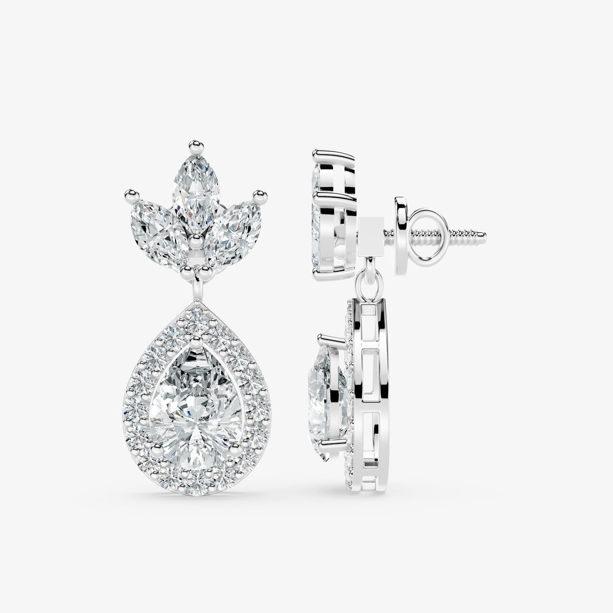 Pear Blossom Diamond Drop Earrings
