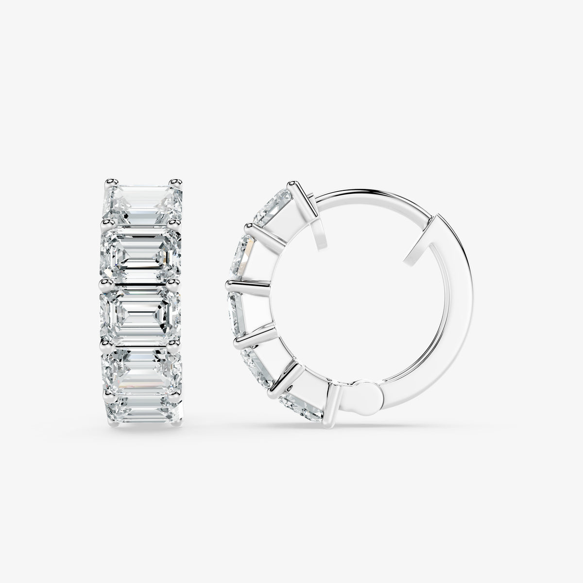 Emerald Edge Diamond Huggie Earrings