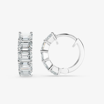 Emerald Edge Diamond Huggie Earrings