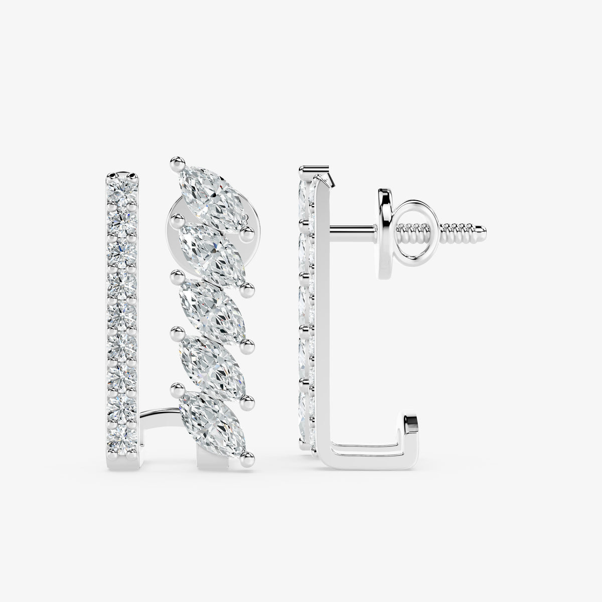 Marquise Vine Diamond Huggie Ring