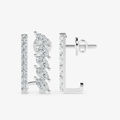Marquise Vine Diamond Huggie Ring