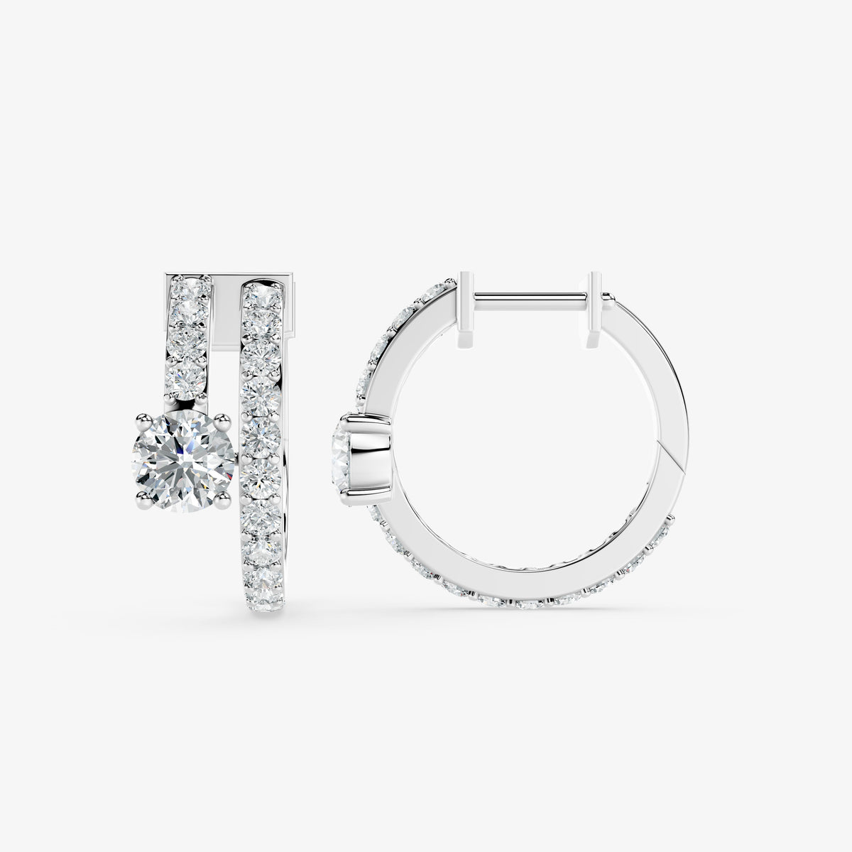 Duo Spark Round Diamond Hoop Earring