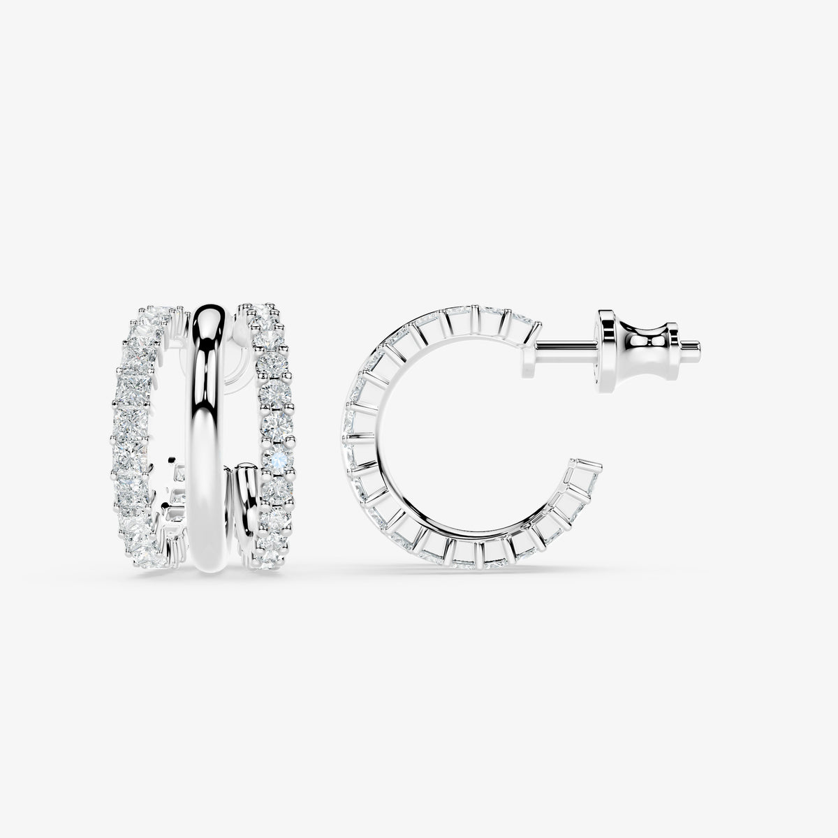 Dual Radiance Diamond Huggie Earrings