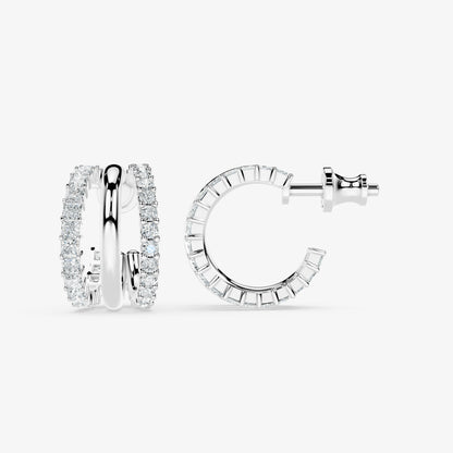Dual Radiance Diamond Huggie Earrings