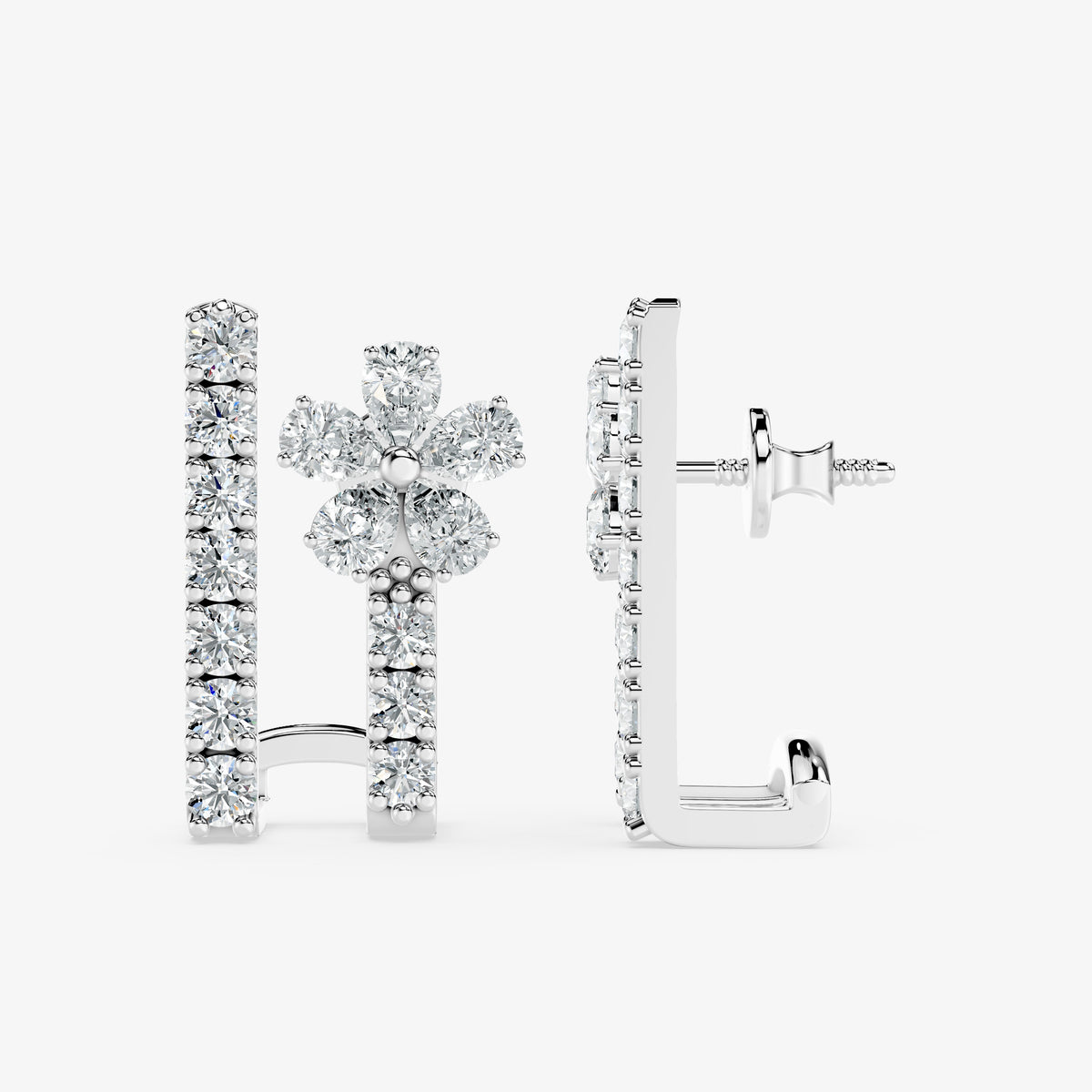 Petal Loop Diamond Huggie Earring