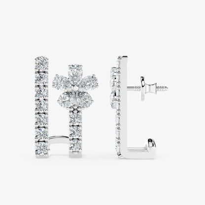 Petal Loop Diamond Huggie Earring