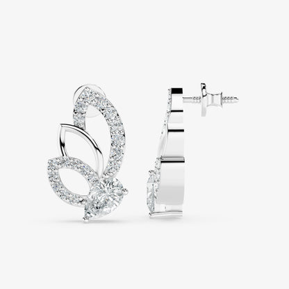 Monarch Wing Diamond Stud Earrings