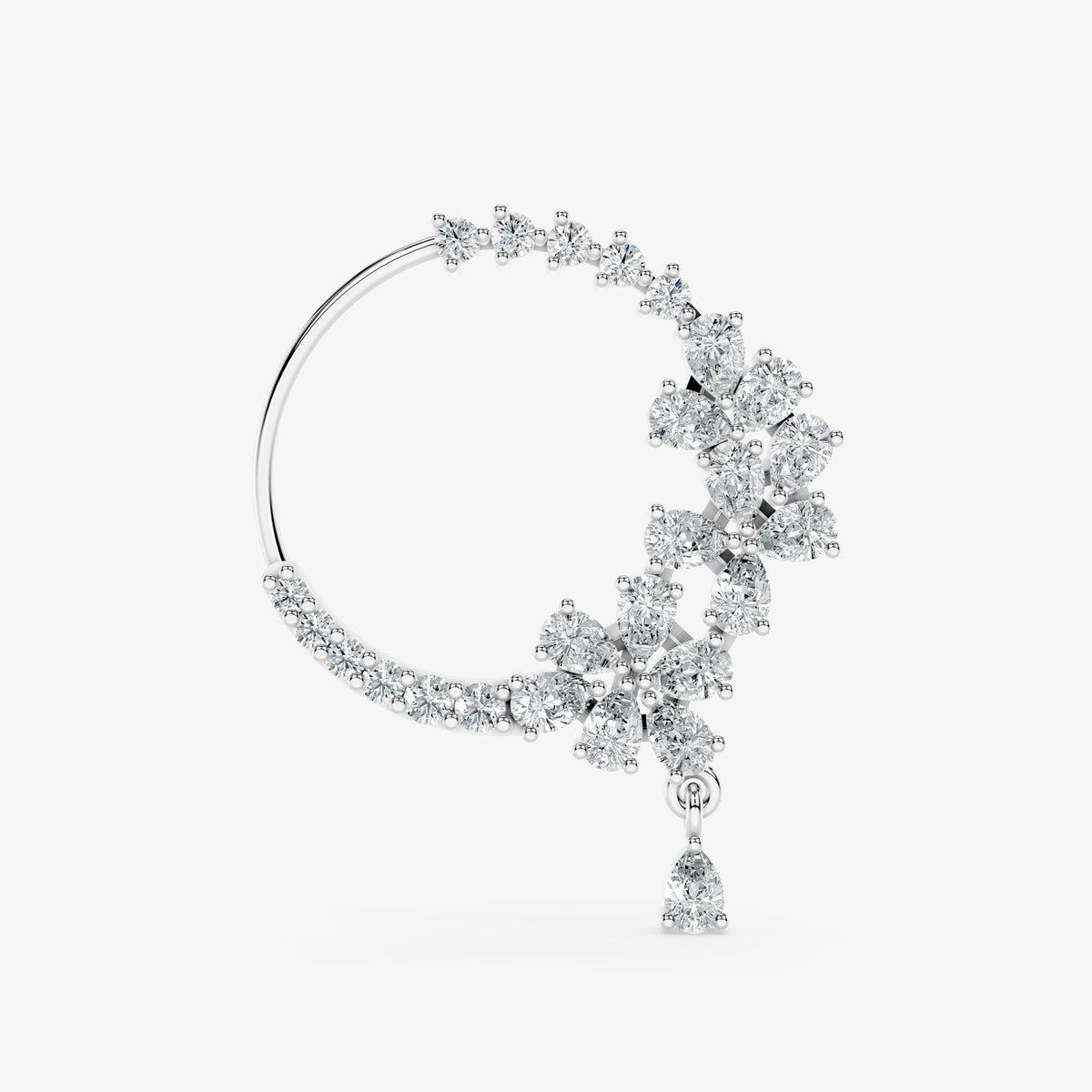 Crescent Bloom Diamond Nose Ring