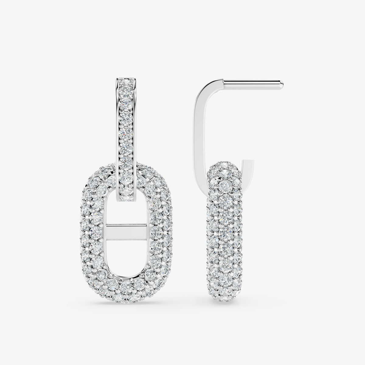 Oval Link Drop Diamond Earrings