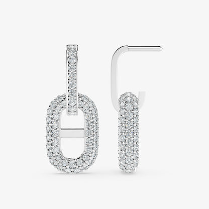 Oval Link Drop Diamond Earrings