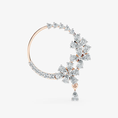 Crescent Bloom Diamond Nose Ring